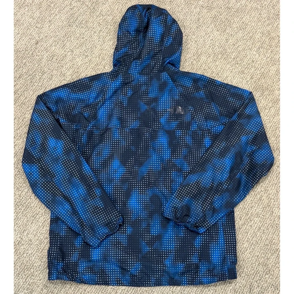 The North Face Windbreaker Mens Large Blue Black Dot Print Hooded Jacket